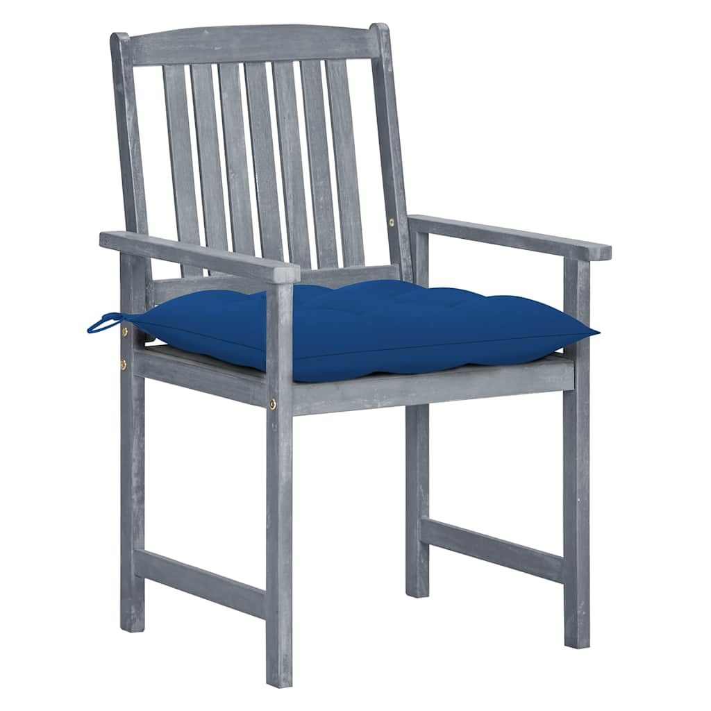 Sedie da Giardino con Cuscini 2 pz in Massello di Acacia Grigio vidaXL