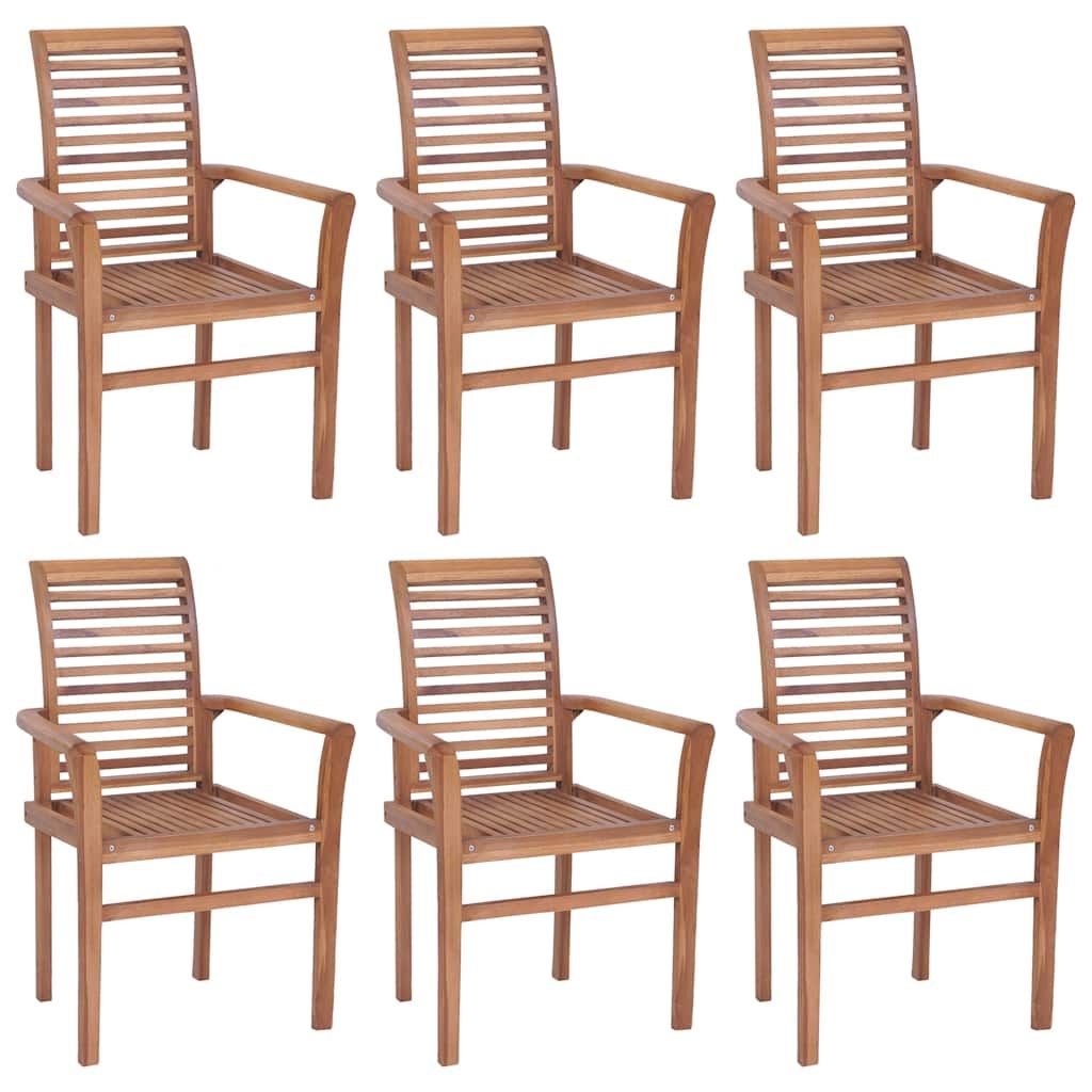 Sedie da Pranzo 6 pz con Cuscini Grigi in Massello di Teak vidaXL