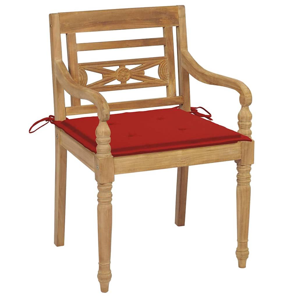 Sedie Batavia con Cuscini 8 pz in Legno Massello di Teak vidaXL