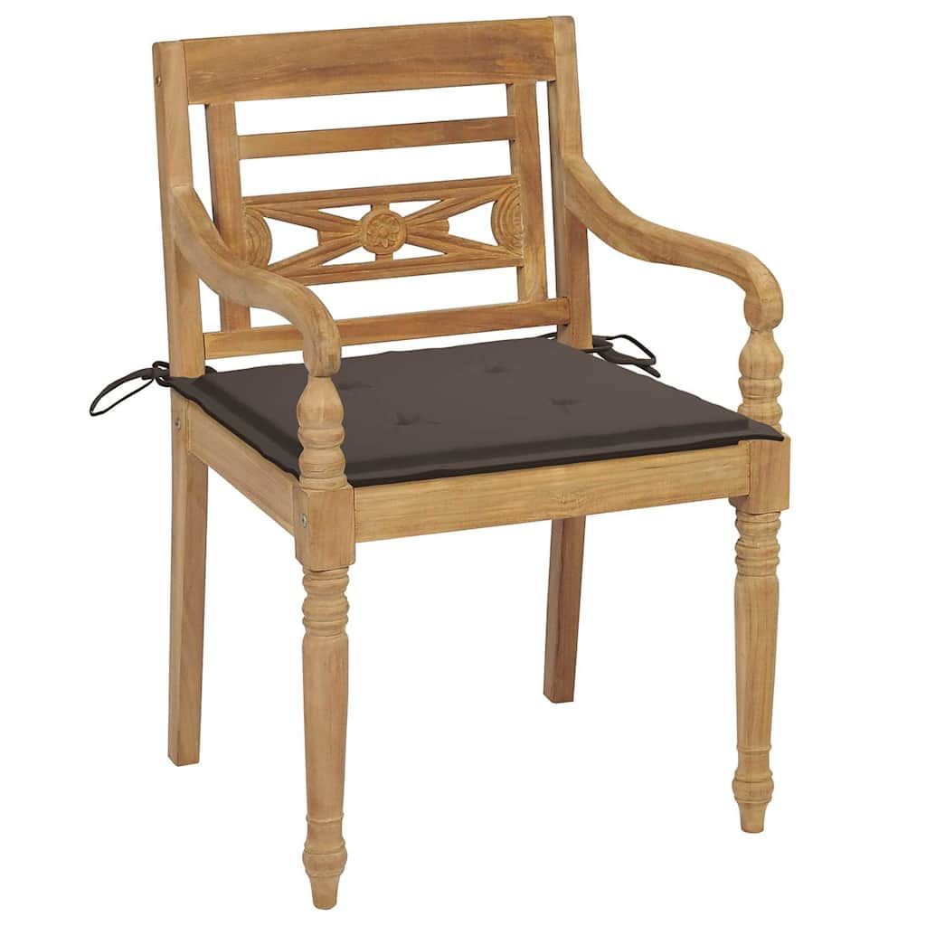 Sedie Batavia con Cuscini 8 pz in Legno Massello di Teak vidaXL
