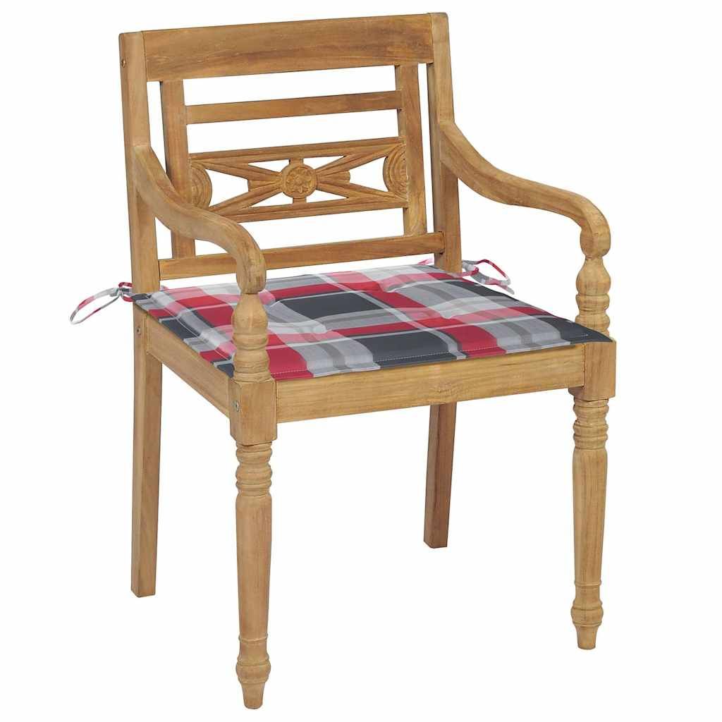 Sedie Batavia con Cuscini 4 pz in Legno Massello di Teak vidaXL