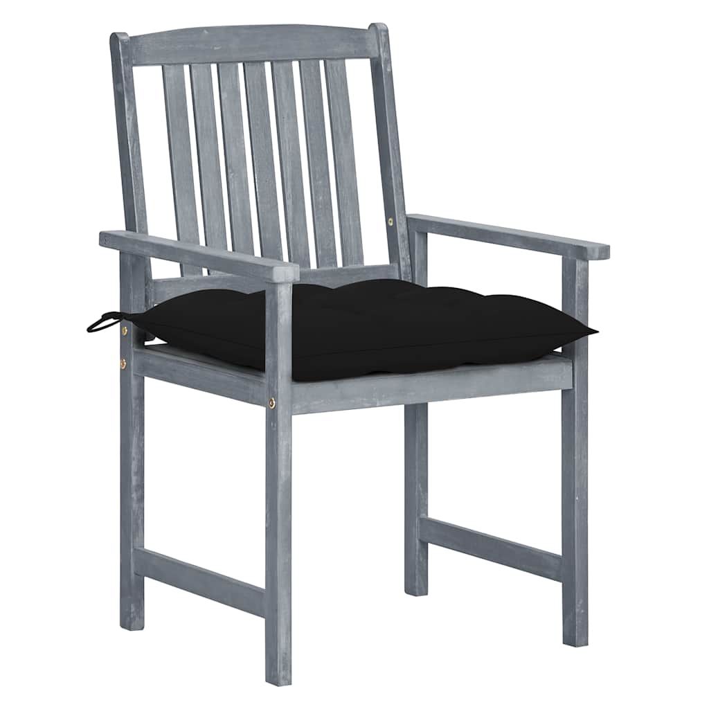 Sedie da Giardino con Cuscini 4 pz in Massello di Acacia Grigio vidaXL