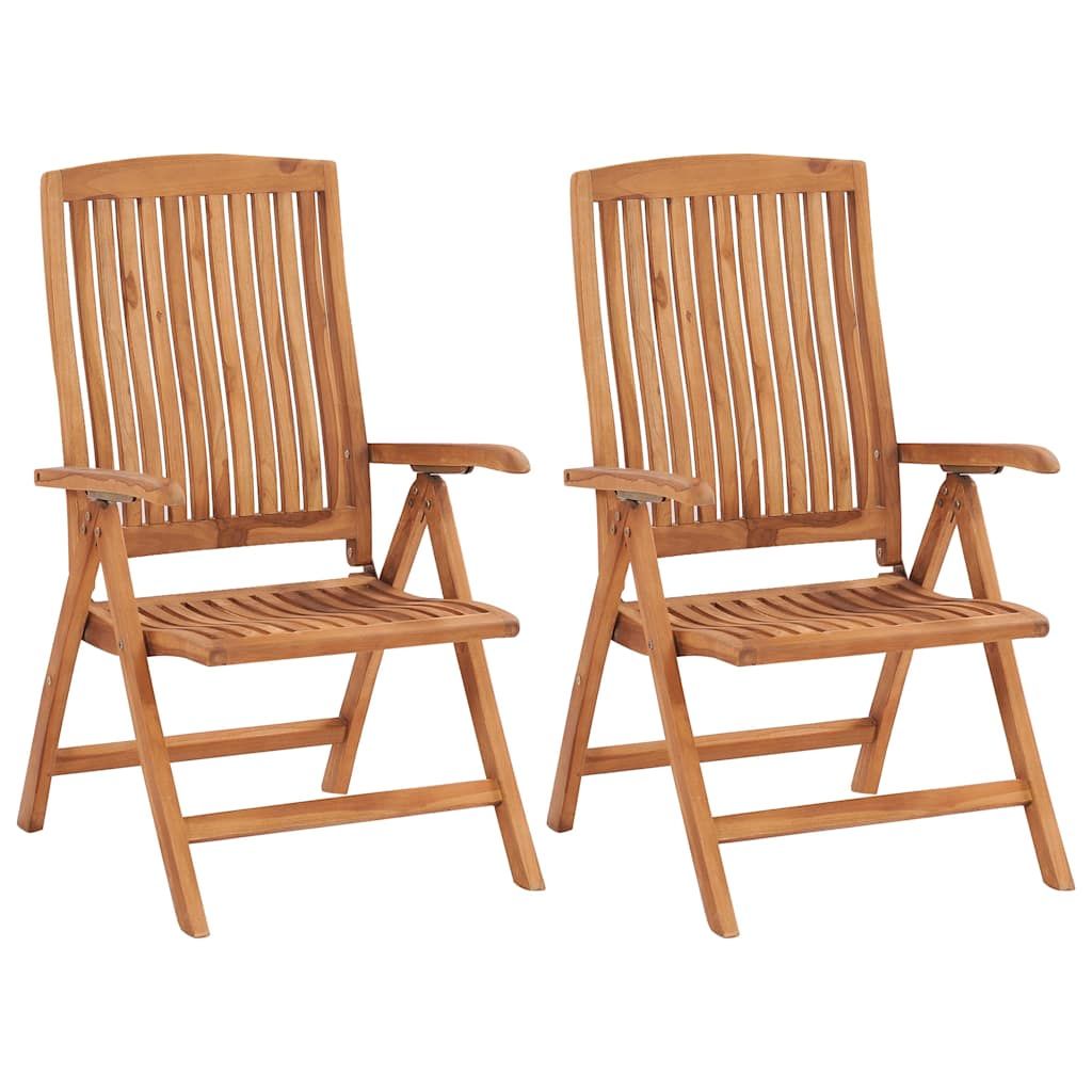 Sedie pieghevoli, 2 pezzi, con cuscini blu, in legno massello di teak. vidaXL