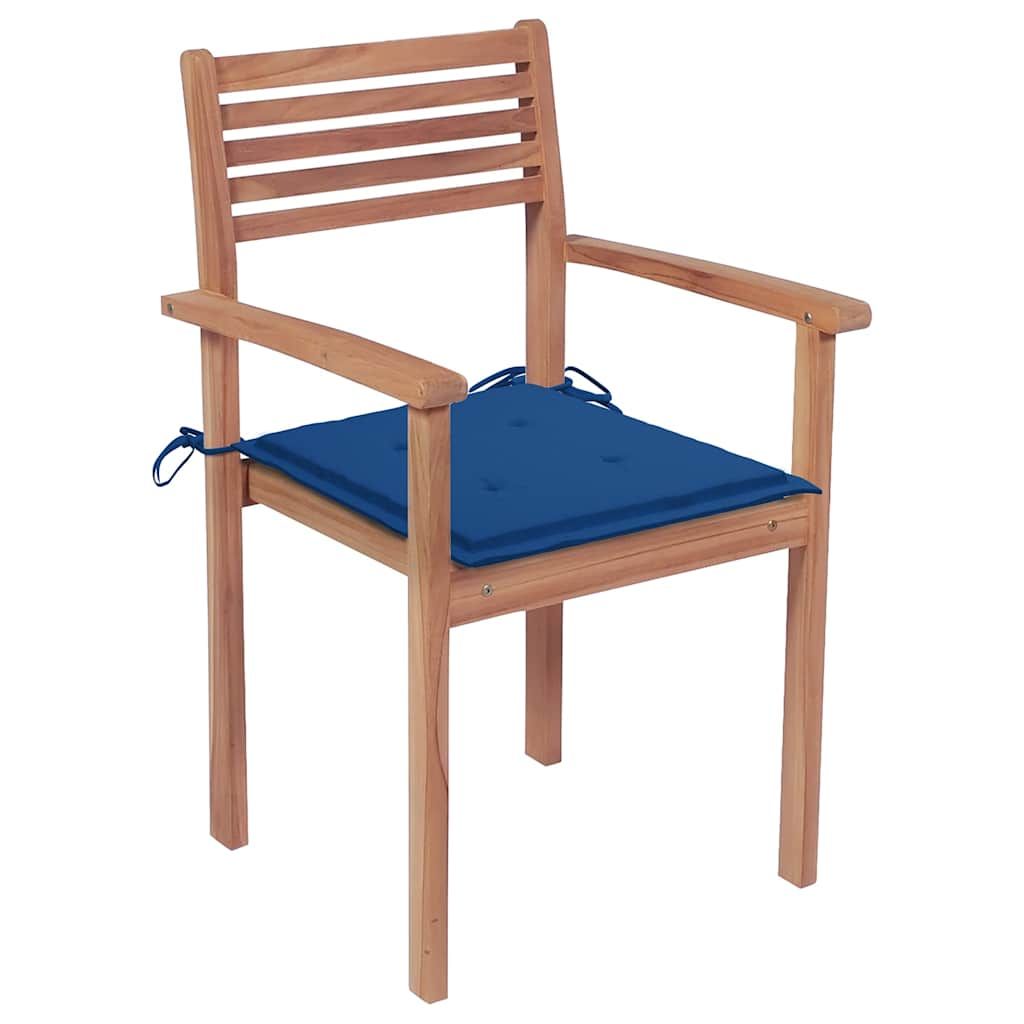 Sedie da Giardino Impilabili con Cuscini 6 pz Massello di Teak vidaXL