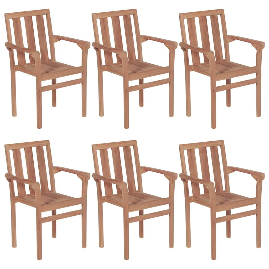 Sedie da Giardino Impilabili con Cuscini 6 pz Massello di Teak vidaXL