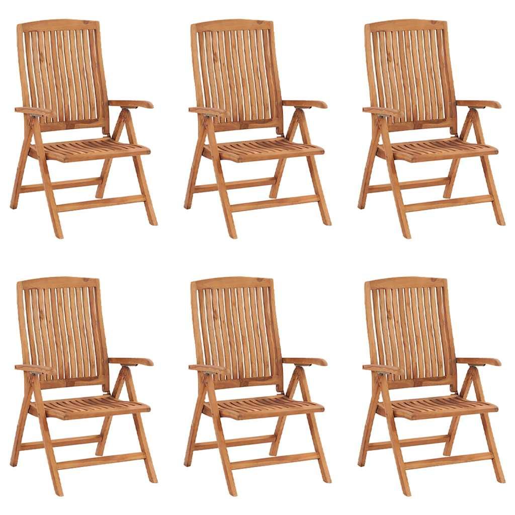 Sedie pieghevoli reclinabili con cuscini, 6 pezzi, in legno massello di teak vidaXL