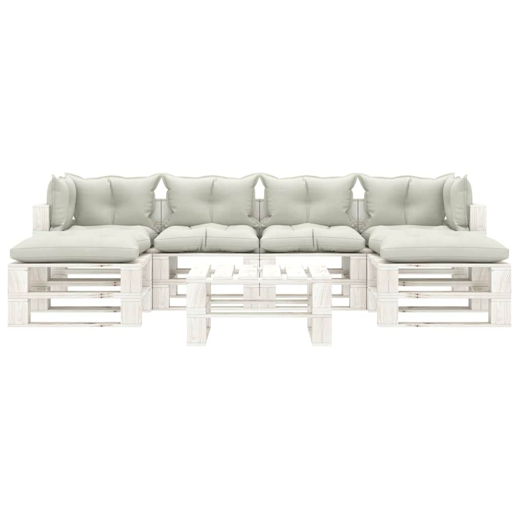 Set Divani da Giardino Pallet 7 pz con Cuscini Beige in Legno vidaXL