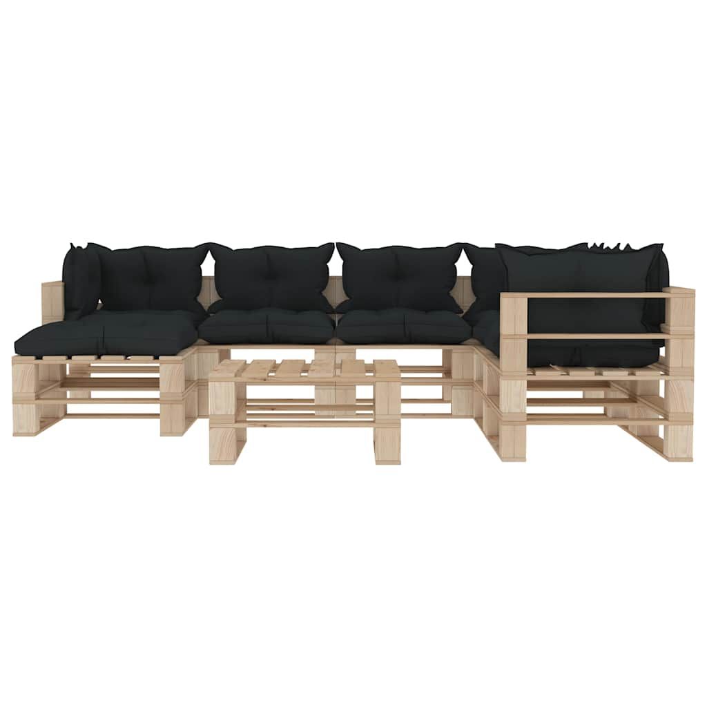 Set Divani da Giardino su Pallet 8pz Cuscini Antracite in Legno vidaXL