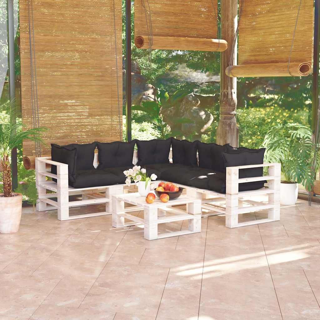 Set Divani da Giardino Pallet 6 pz con Cuscini in Legno di Pino vidaXL