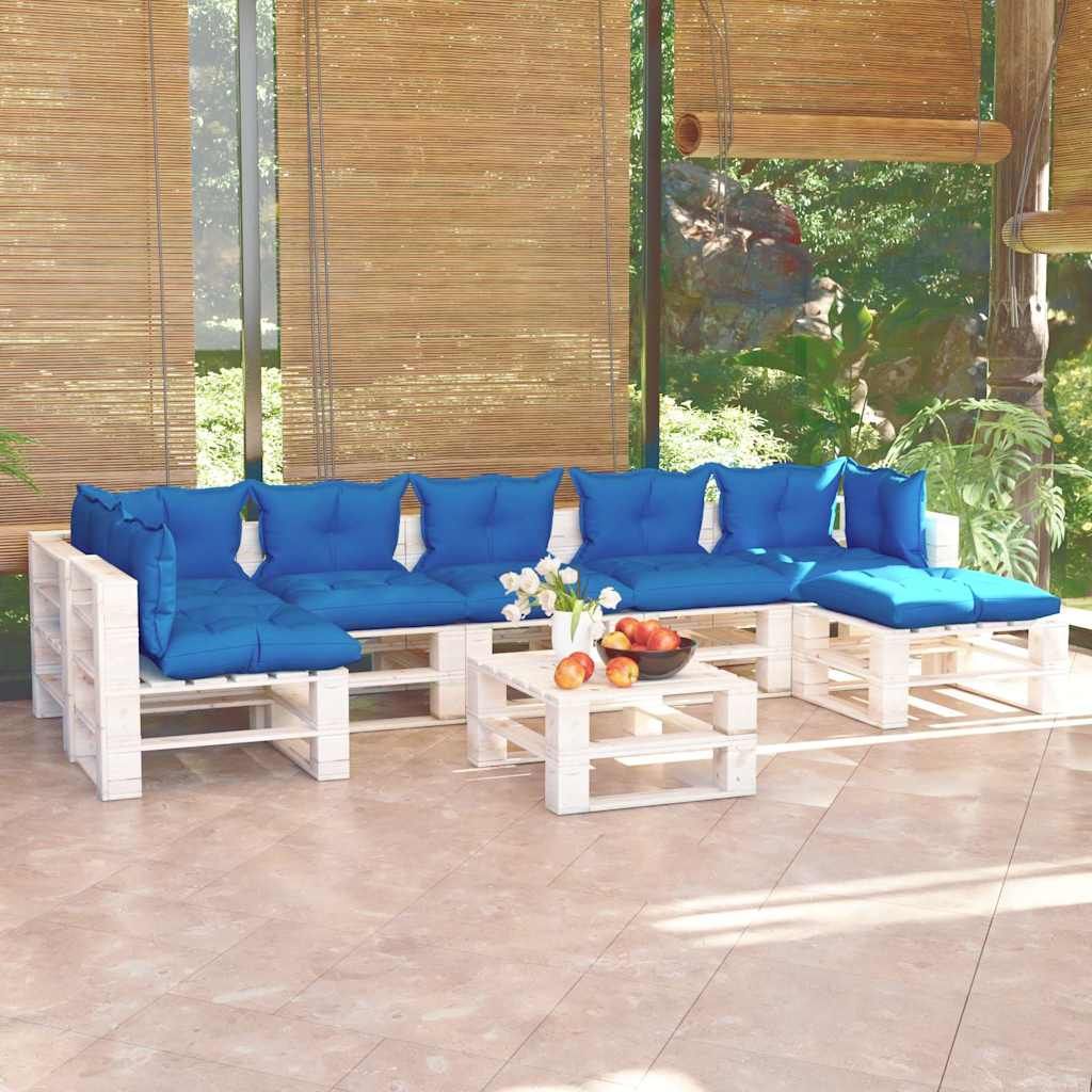 Salotto da Giardino su Pallet 8 pz con Cuscini in Legno di Pino vidaXL