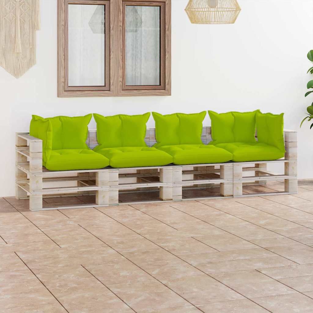 Divano Giardino Pallet a 4 Posti Cuscini in Legno di Pino vidaXL