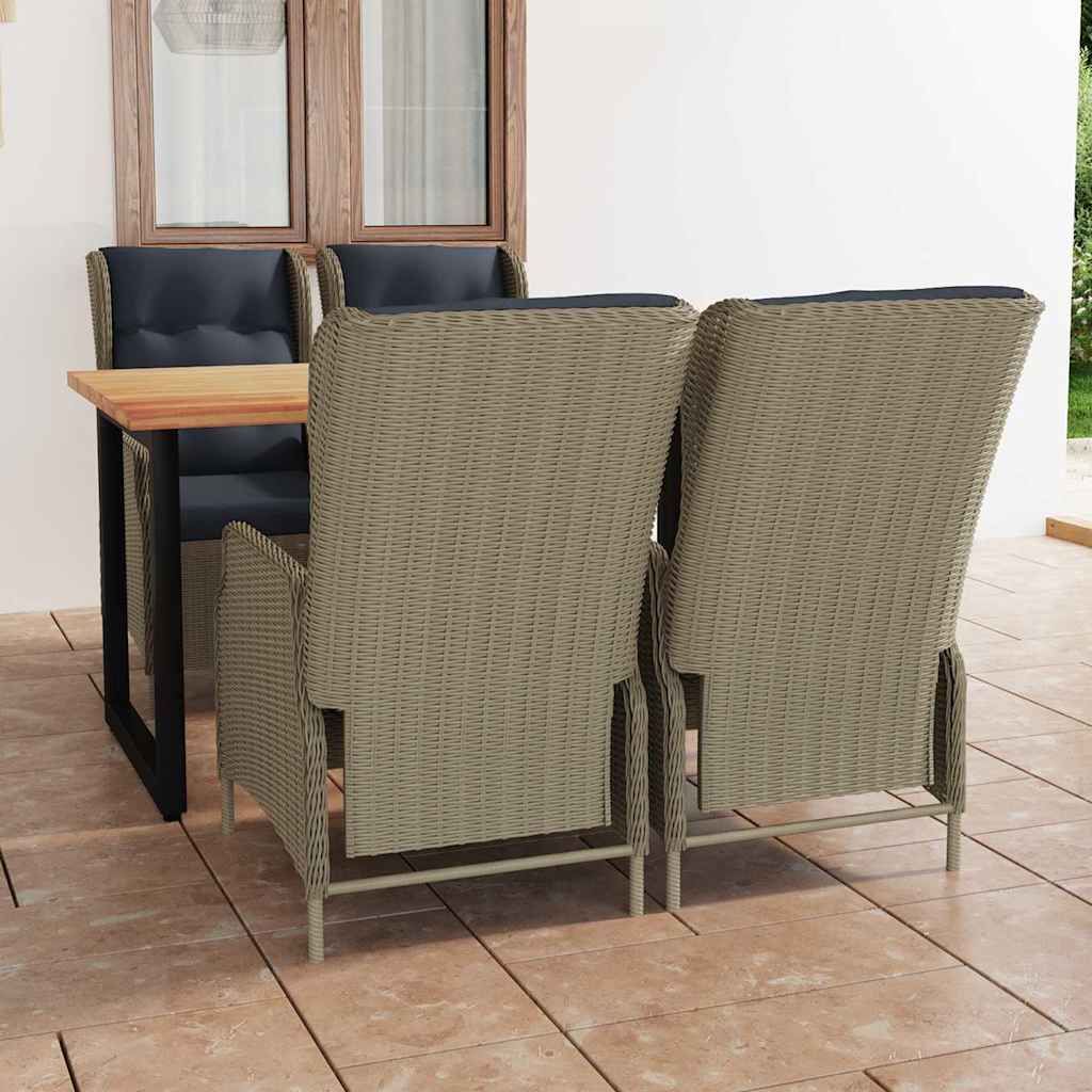 Set da Pranzo per Giardino 5 pz Cuscini in Polyrattan Marrone vidaXL