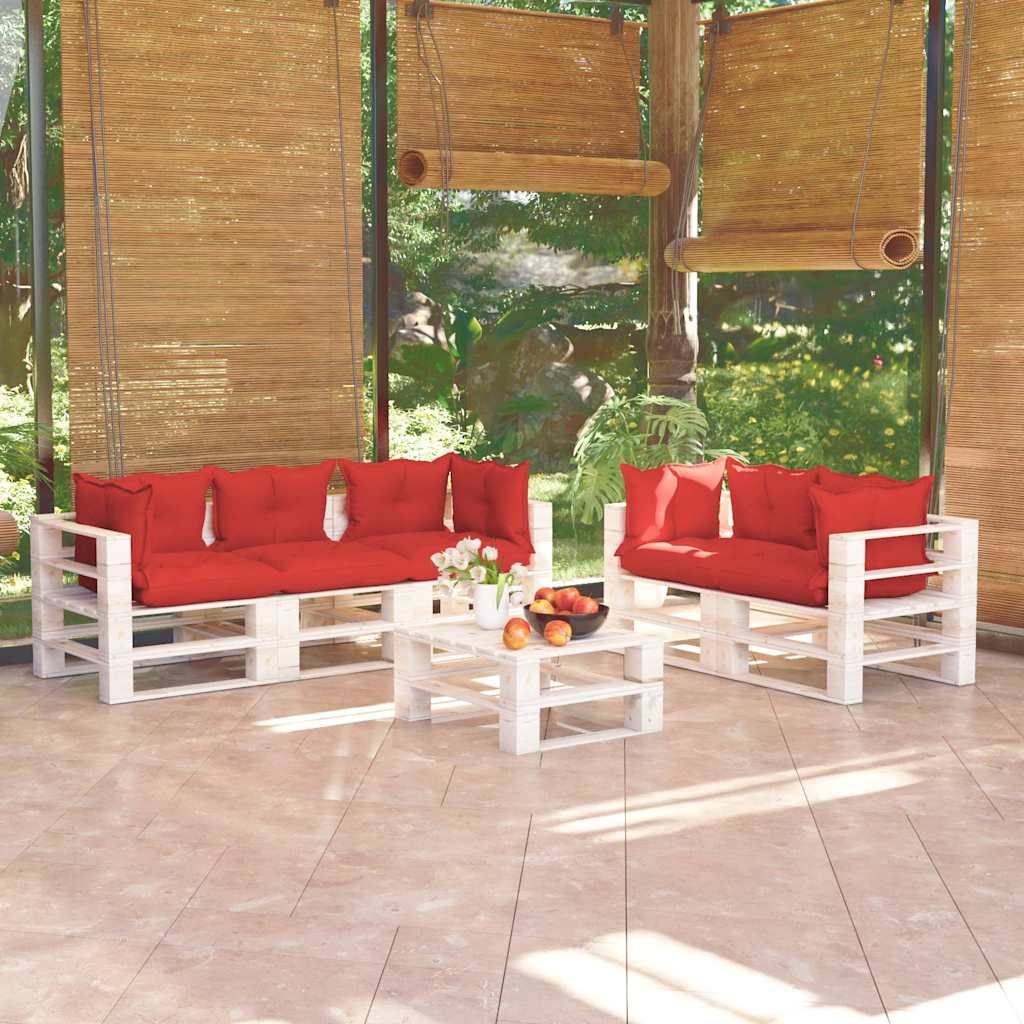 Set Divani da Giardino Pallet 6 pz con Cuscini in Legno di Pino vidaXL