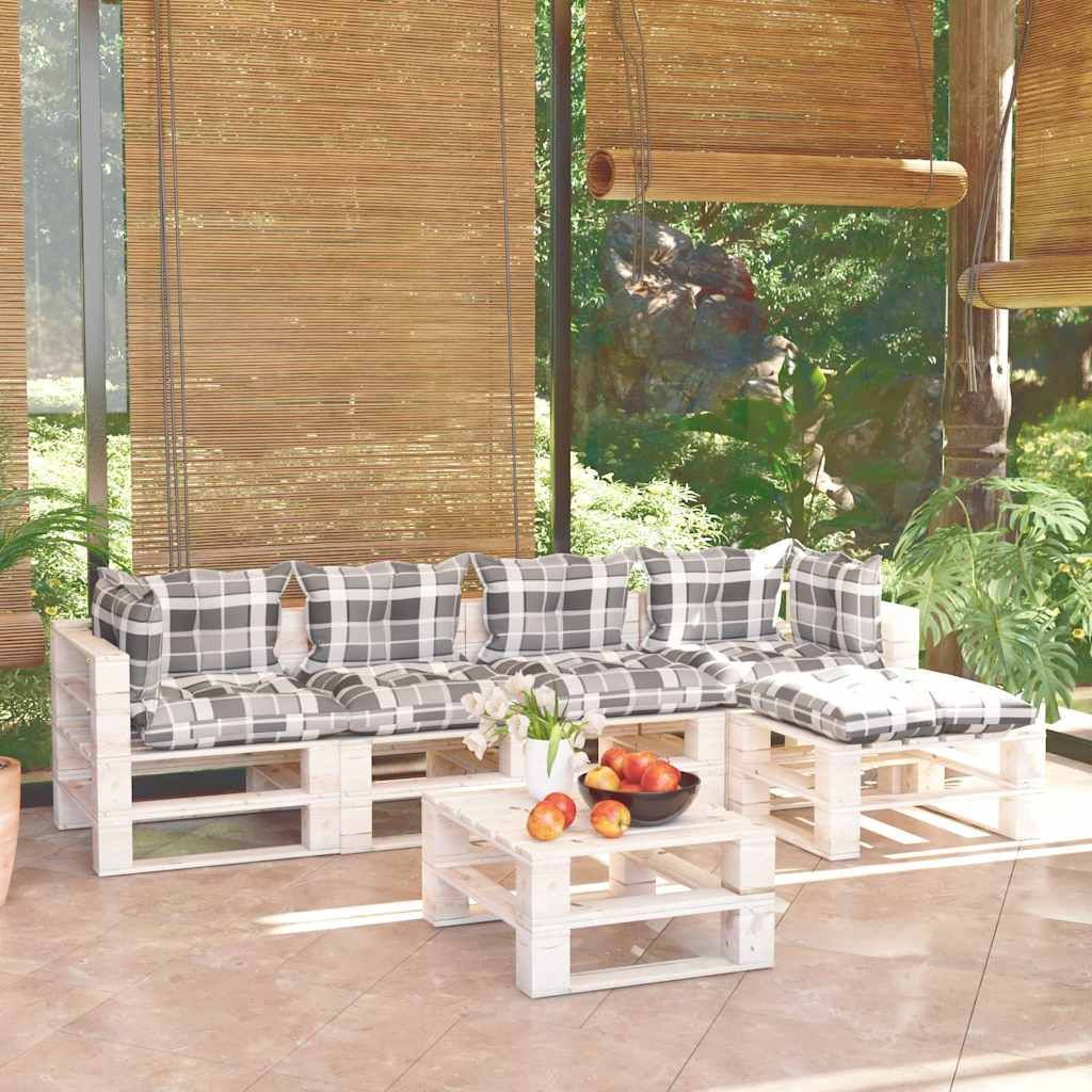 Set Salotto Giardino su Pallet Cuscini 6 pz in Legno di Pino vidaXL