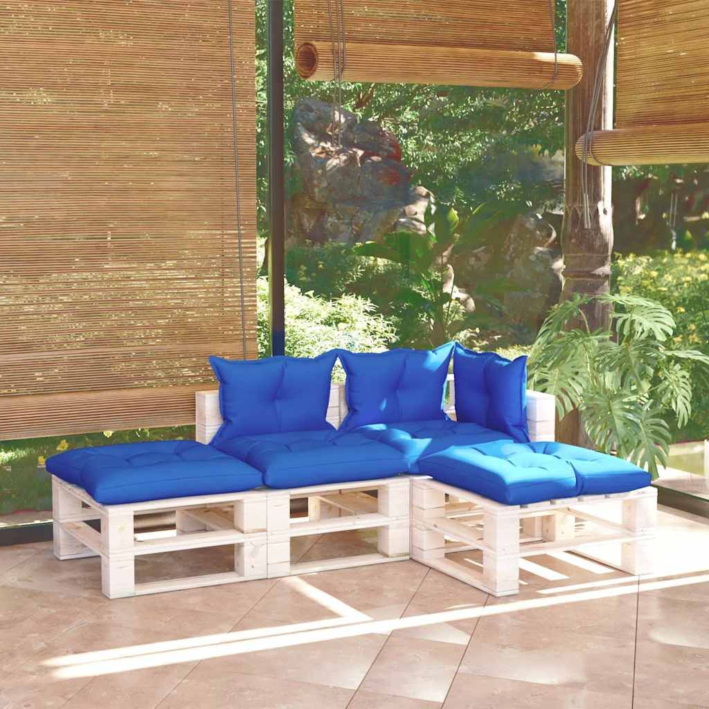 Salotto Giardino in Pallet con Cuscini 4 pz in Legno di Pino vidaXL