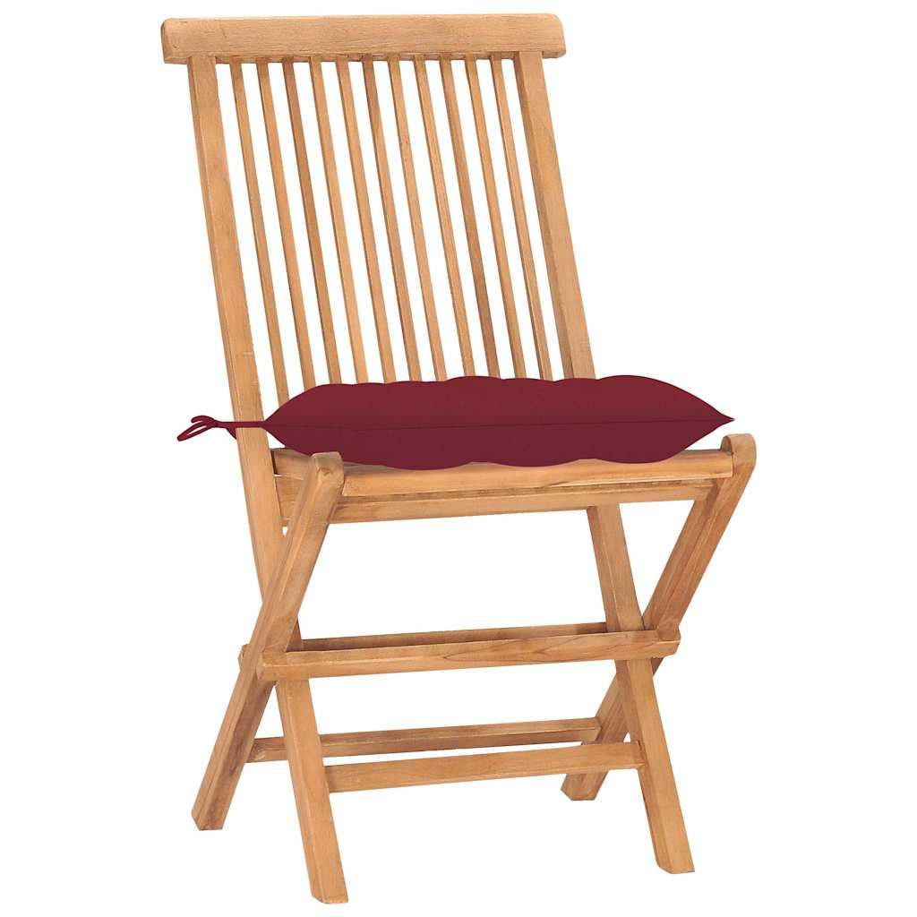 Set da Pranzo Giardino Pieghevole 3 pz Cuscino Massello di Teak vidaXL