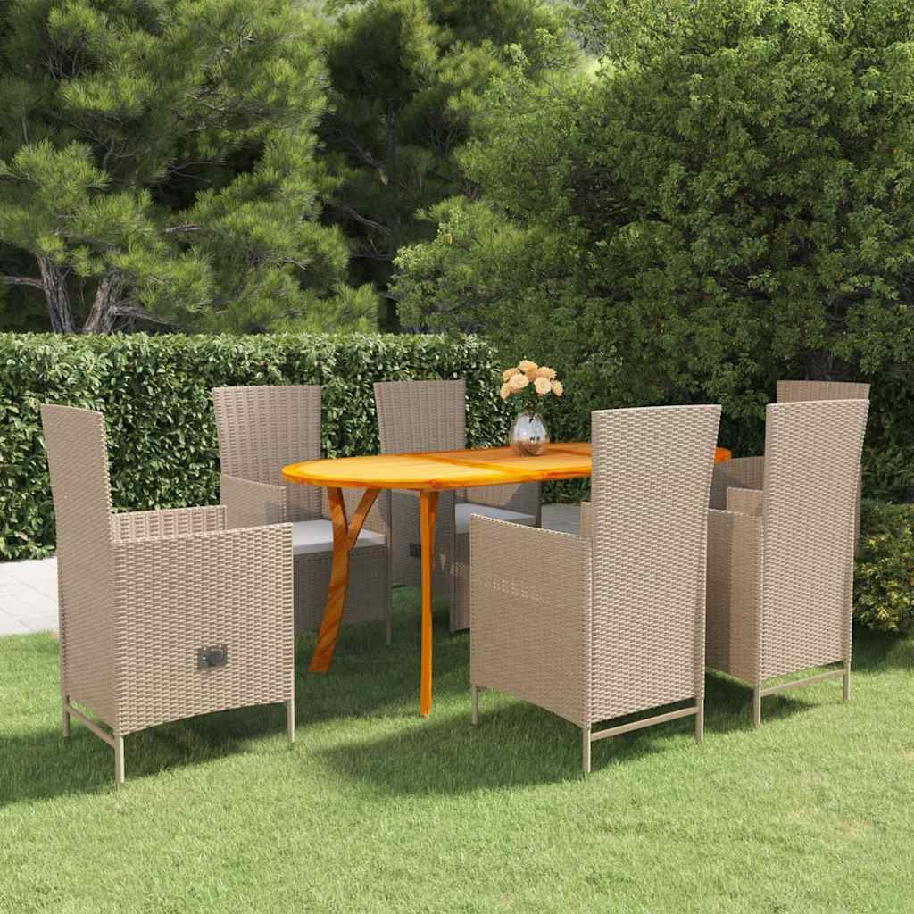 Set Mobili da Pranzo per Giardino 7 pz Beige vidaXL