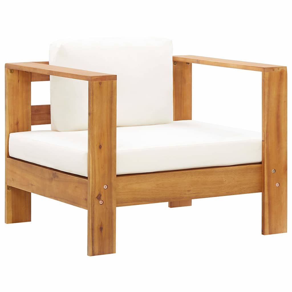 Set Divani da Giardino 4 pz con Cuscini Crema Legno di Acacia vidaXL