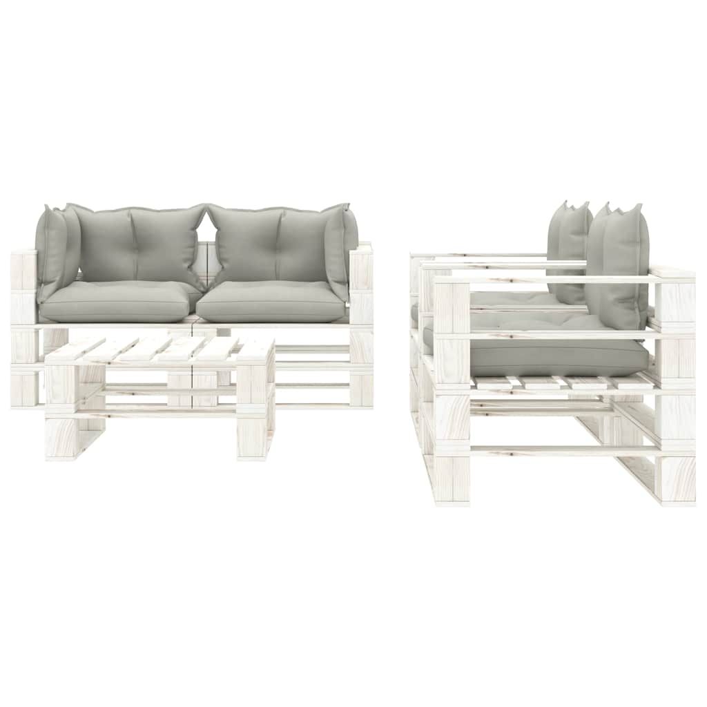 Set Salotto da Giardino Pallet 5pz con Cuscini Tortora in Legno vidaXL