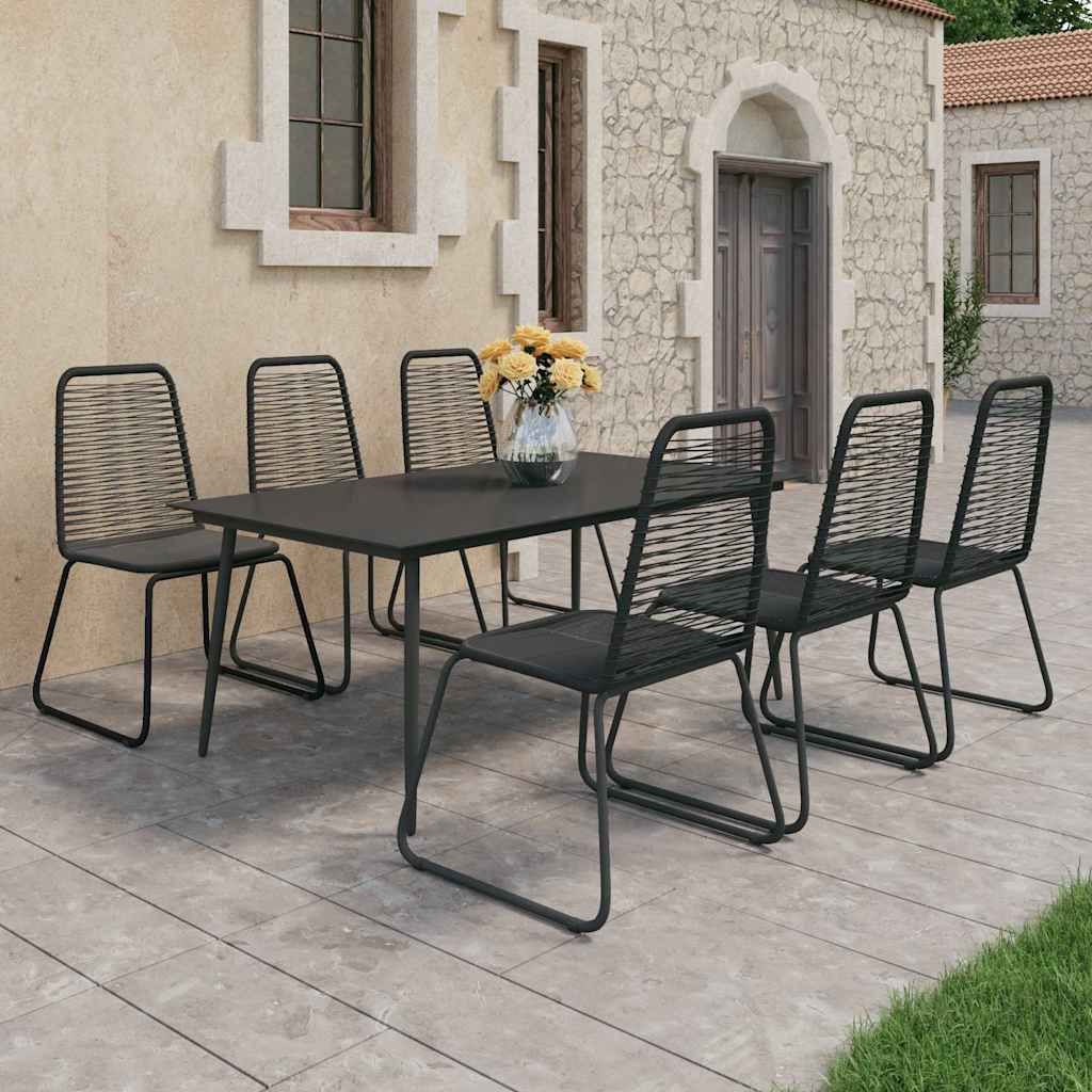 Set da Pranzo da Giardino 7 pz in Rattan PVC Nero vidaXL