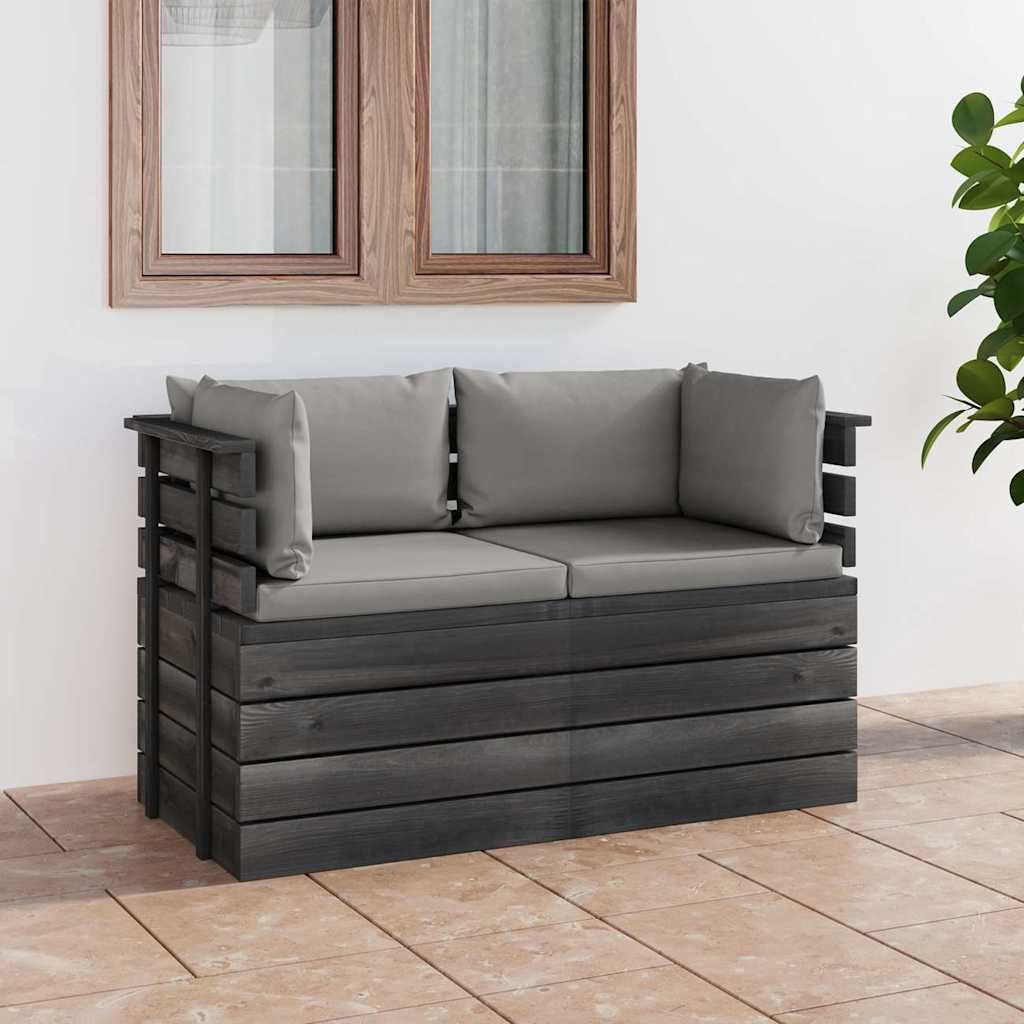 Divano da Giardino 2 Posti su Pallet con Cuscini Massello Pino vidaXL