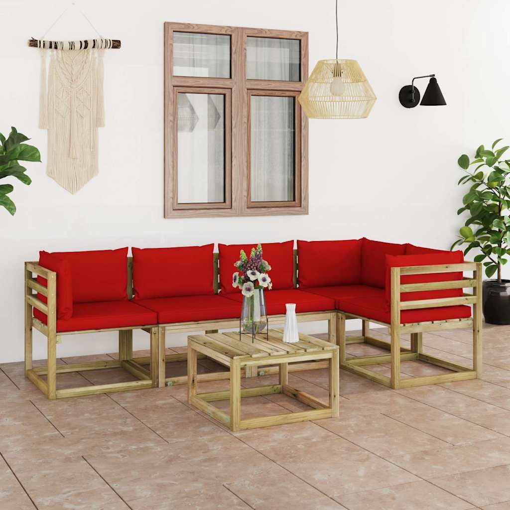 Set Divani da Giardino 6pz con Cuscini Legno di Pino Impregnato vidaXL