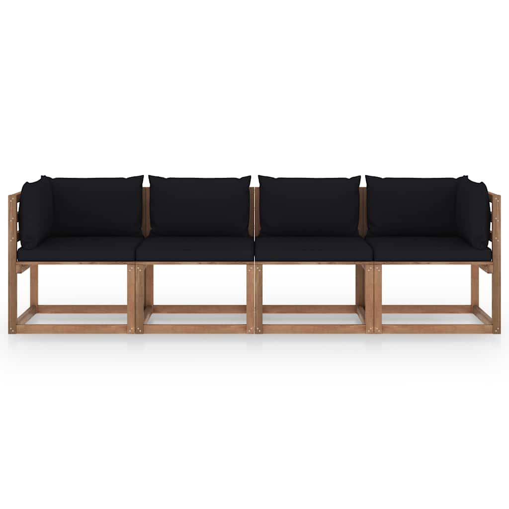 Divano Giardino Pallet a 4 Posti Cuscini Legno Pino Impregnato vidaXL