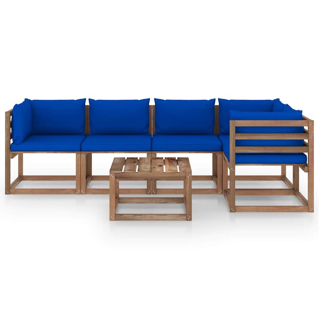 Set Salotto Giardino Pallet con Cuscini 6 pz in Pino Impregnato vidaXL