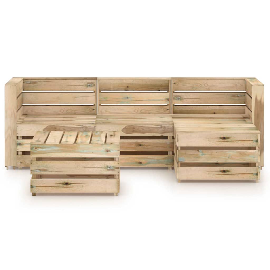 Set Salotto da Giardino 5 pz in Legno di Pino Impregnato Verde vidaXL