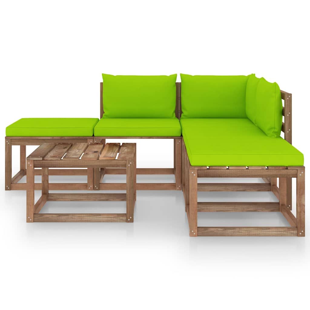 Set Divani da Giardino 6 pz con Cuscini Verde Brillante vidaXL