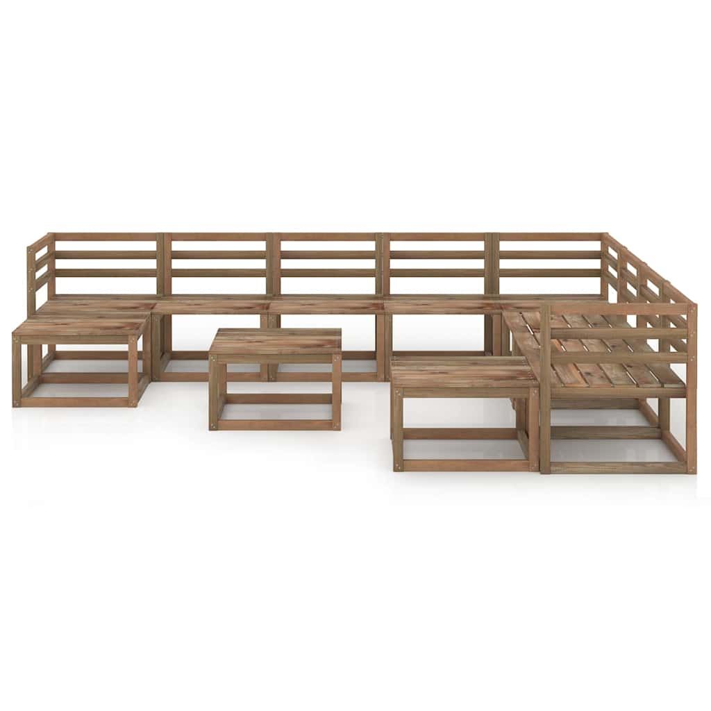 Set Salotto da Giardino 11 pz Legno di Pino Impregnato Marrone vidaXL