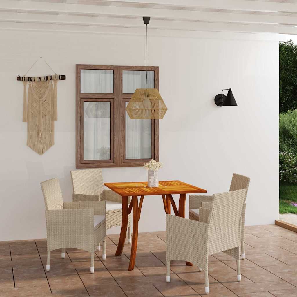 Set Mobili da Pranzo per Giardino 5 pz Beige vidaXL