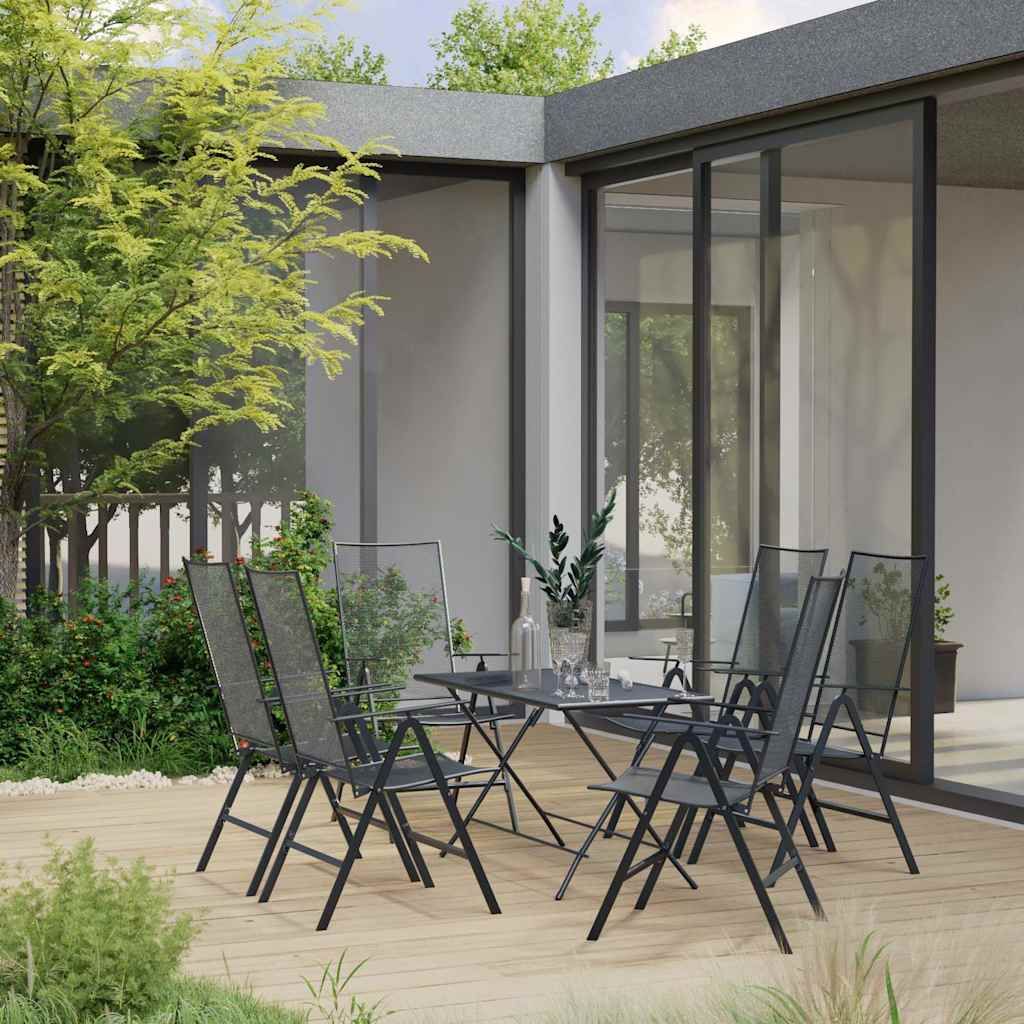 Set Pranzo da Giardino 7 pz in Acciaio Antracite vidaXL