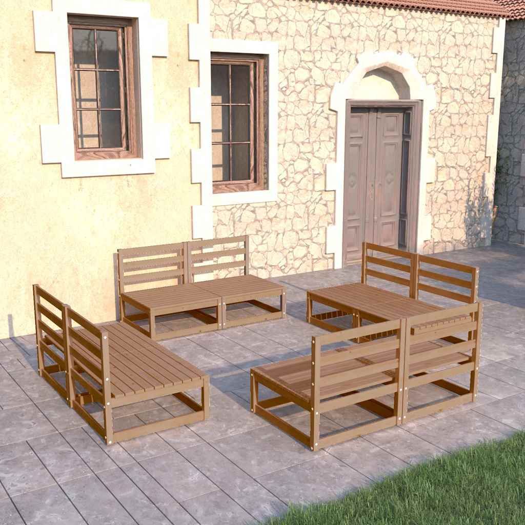Set Salotto da Giardino 8pz Marrone Ambra Legno Massello Pino vidaXL