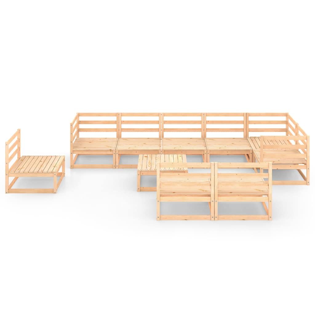 Set Divani da Giardino 10 pz in Legno Massello di Pino vidaXL
