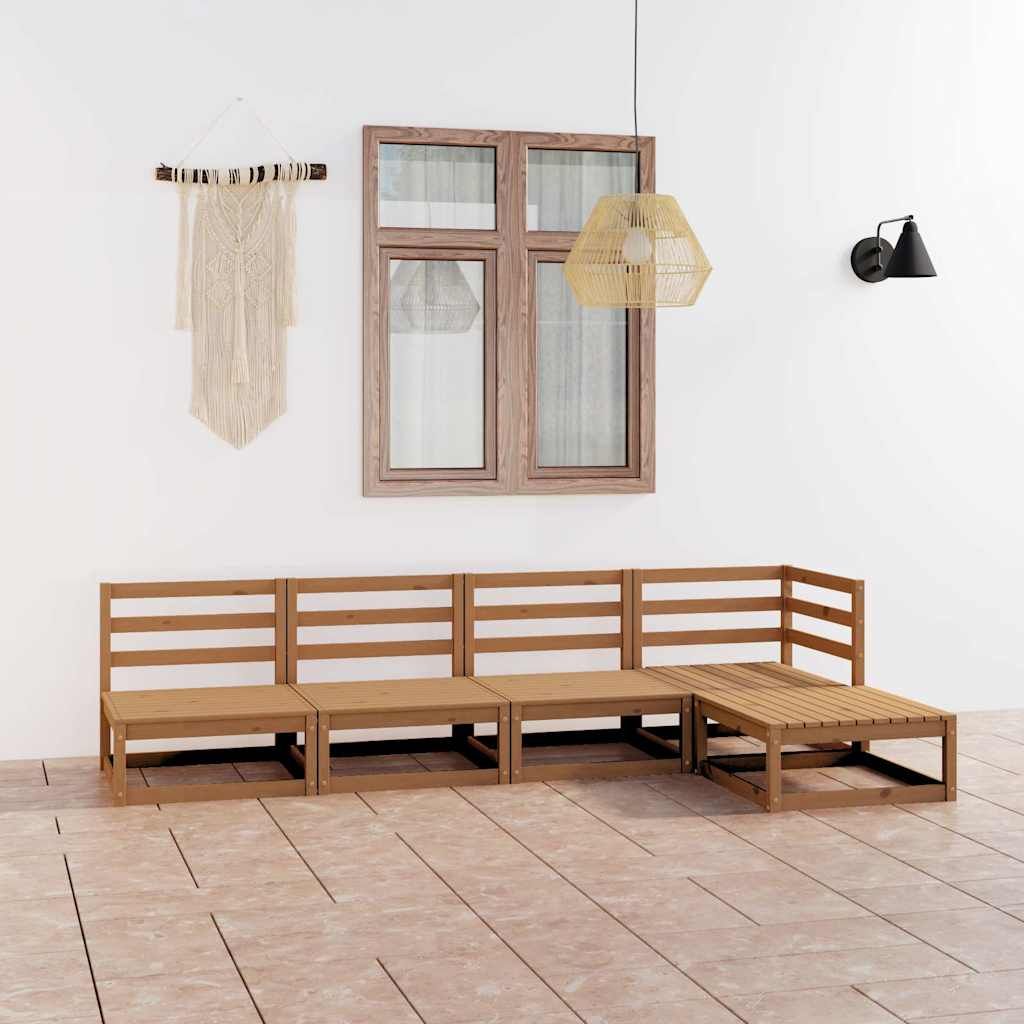 Set Salotto da Giardino 5pz Marrone Ambra Legno Massello Pino vidaXL