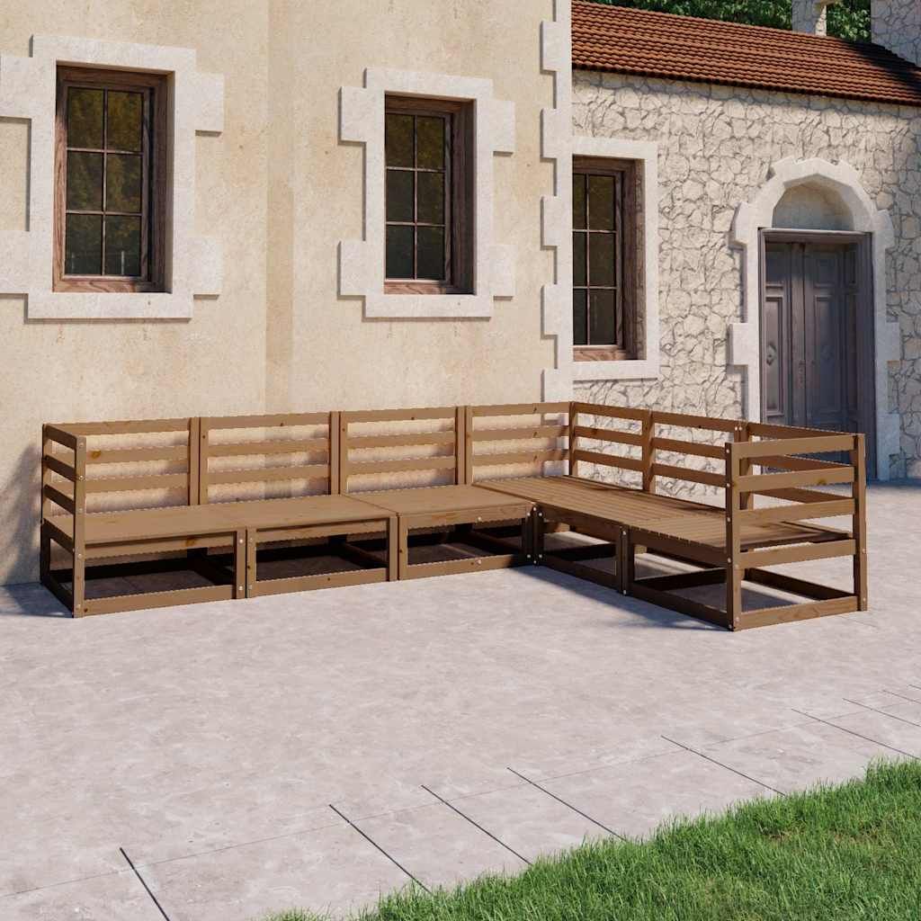 Set Salotto da Giardino 6pz Marrone Ambra Legno Massello Pino vidaXL