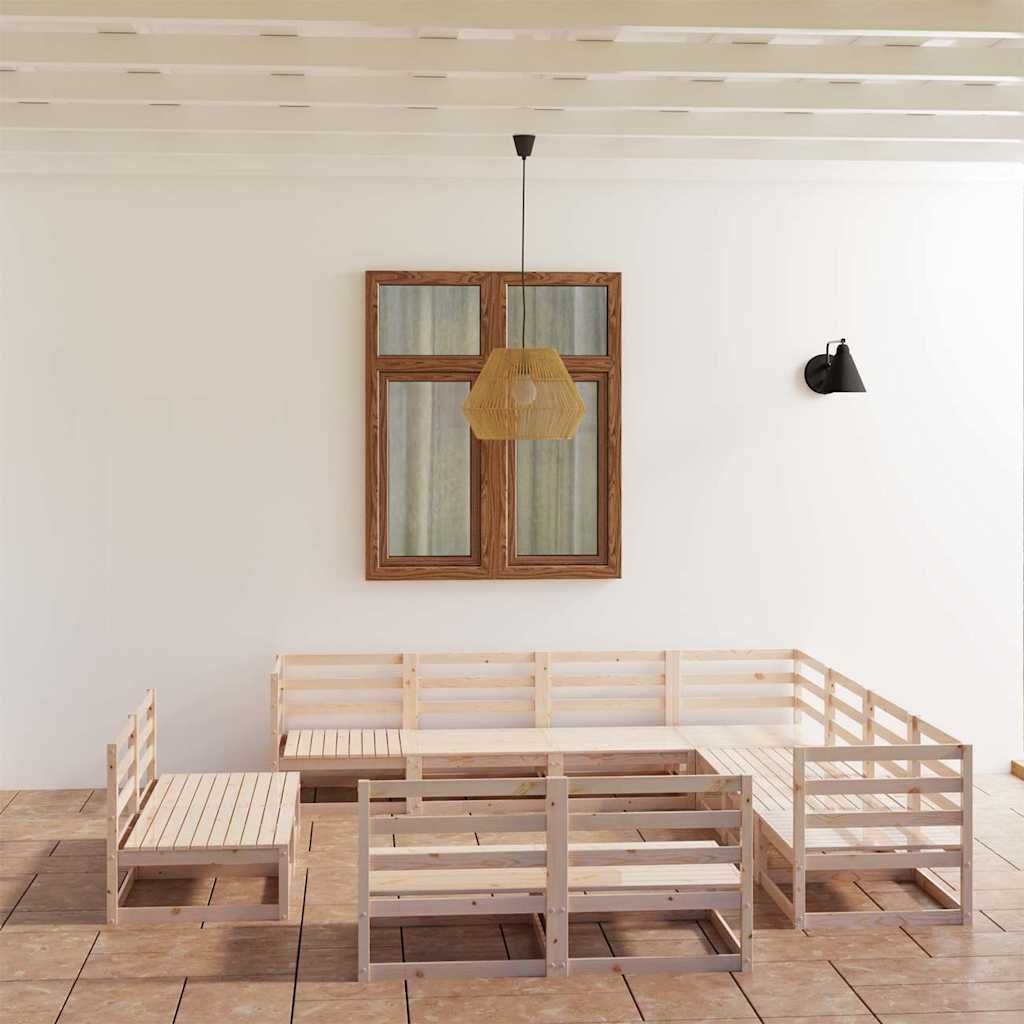 Set Divani da Giardino 11 pz in Legno Massello di Pino vidaXL
