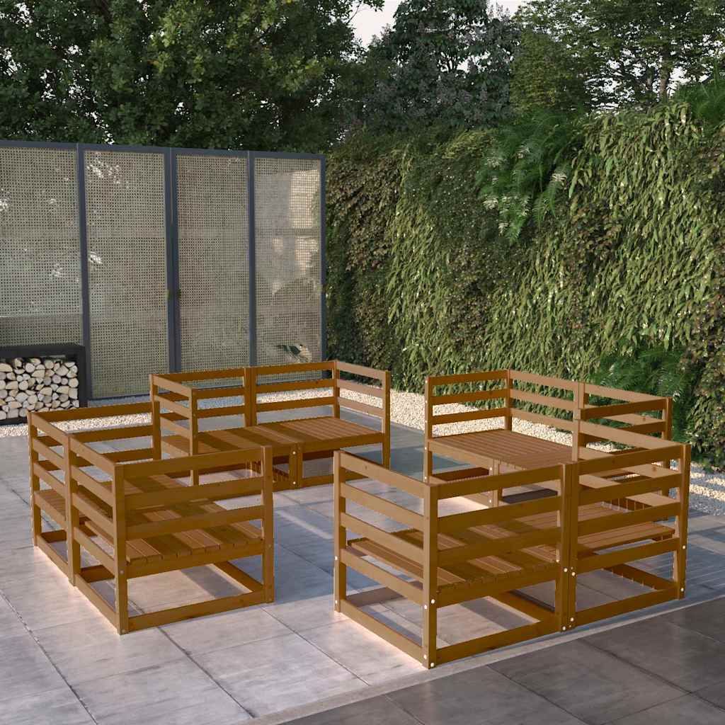 Set Salotto da Giardino 8pz Marrone Ambra Legno Massello Pino vidaXL