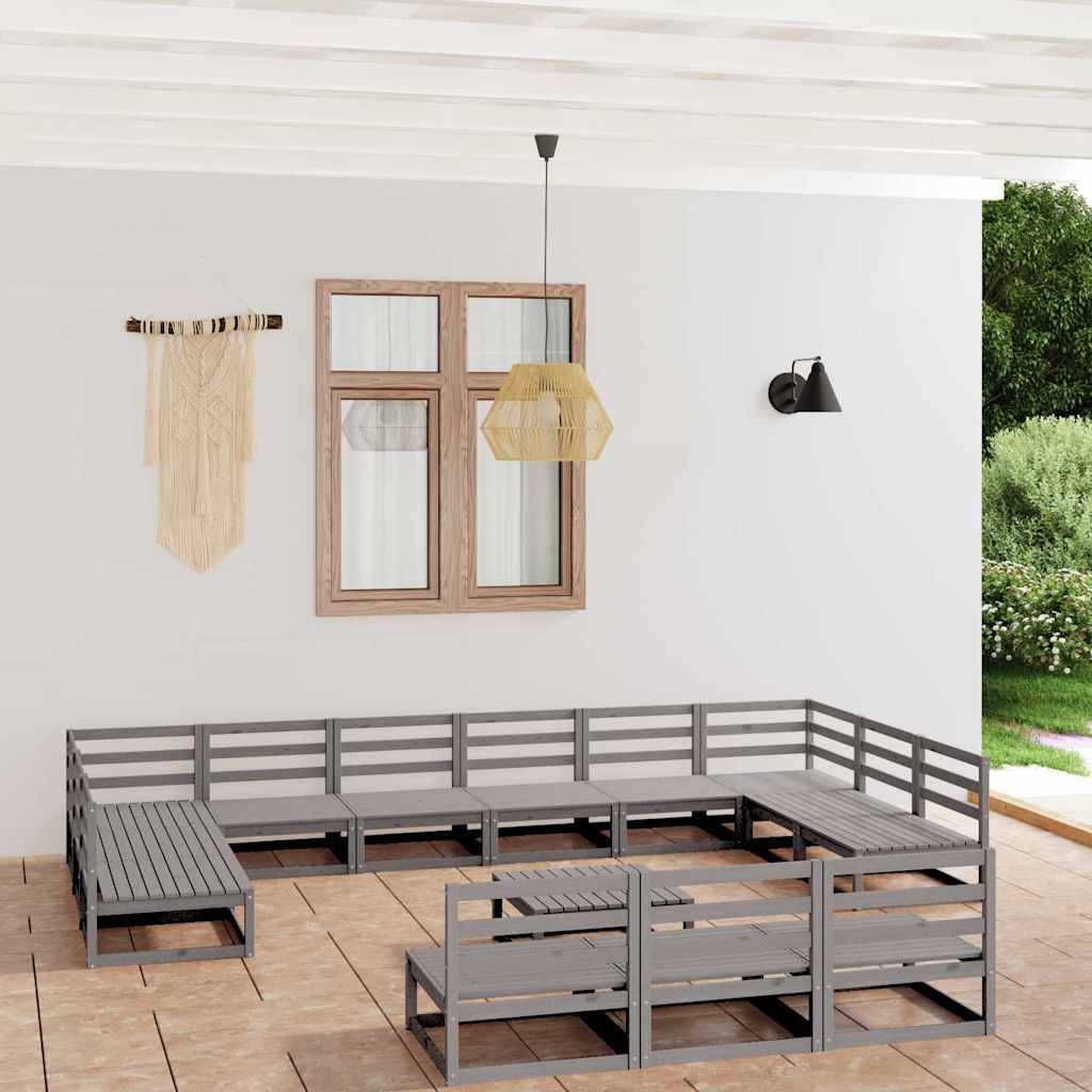 Set Divani da Giardino 14 pz in Legno Massello di Pino vidaXL