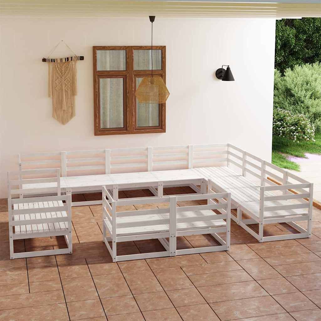Set Divani da Giardino 12 pz Bianco in Legno Massello di Pino vidaXL