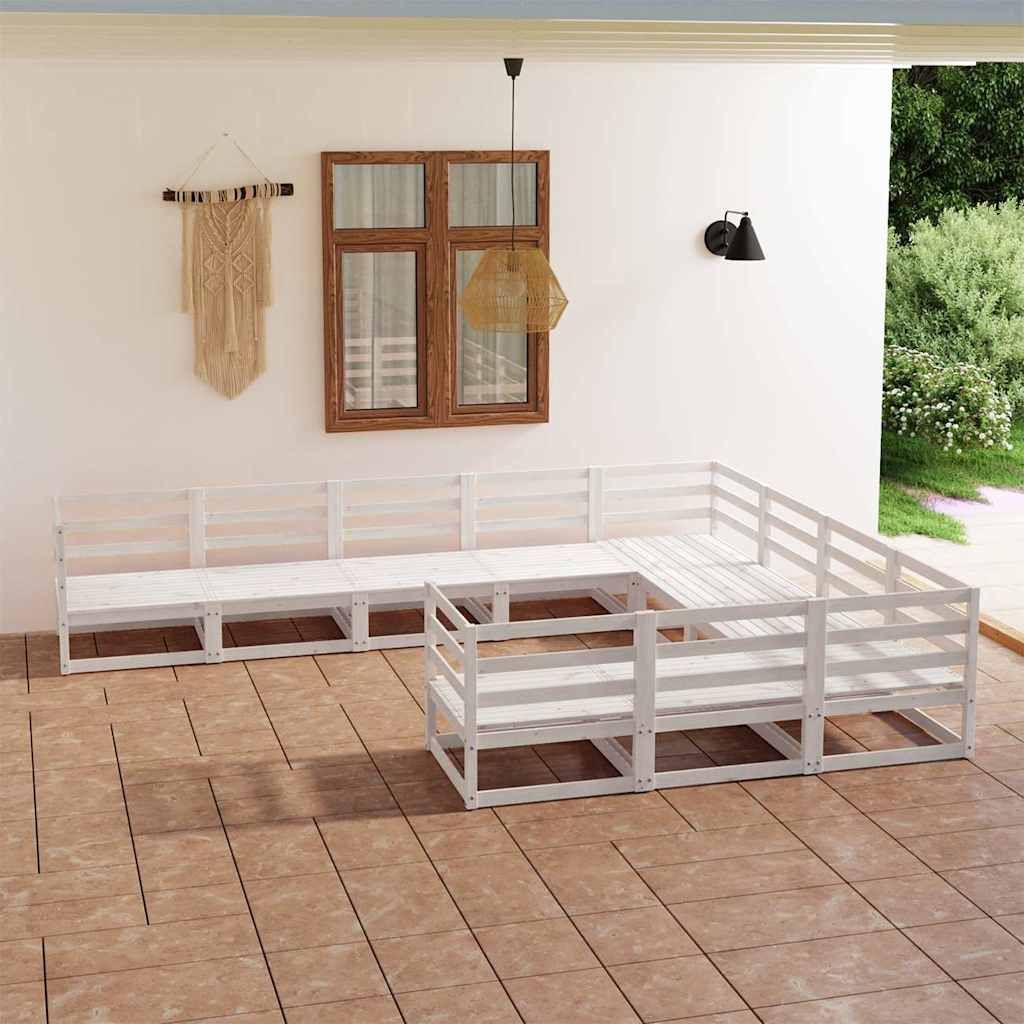 Set Divani da Giardino 10 pz in Legno Massello di Pino vidaXL