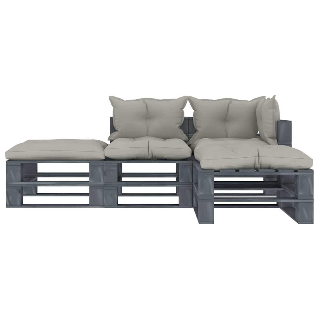 Set Divani da Giardino Pallet 4 pz con Cuscini Talpa in Legno vidaXL