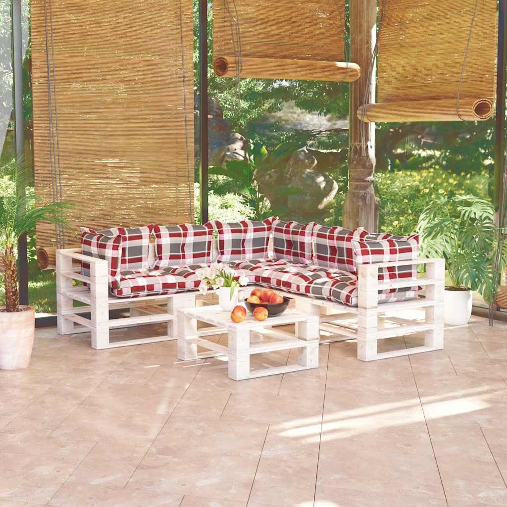 Set Divani da Giardino Pallet 6 pz con Cuscini in Legno di Pino vidaXL