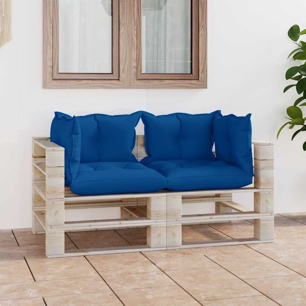 Divano da Giardino Pallet 2 Posti con Cuscini in Legno di Pino vidaXL