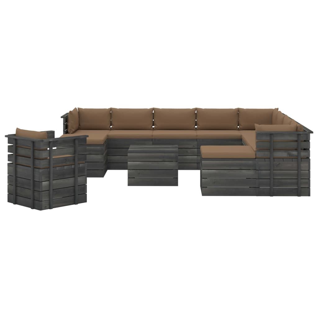Set Divani da Giardino Pallet 12 pz con Cuscini Massello Pino vidaXL