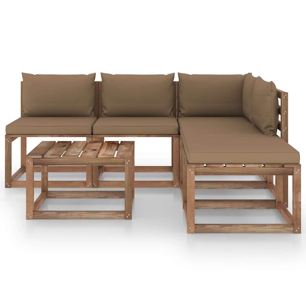 Set Salotto Giardino Pallet con Cuscini 6 pz in Pino Impregnato vidaXL