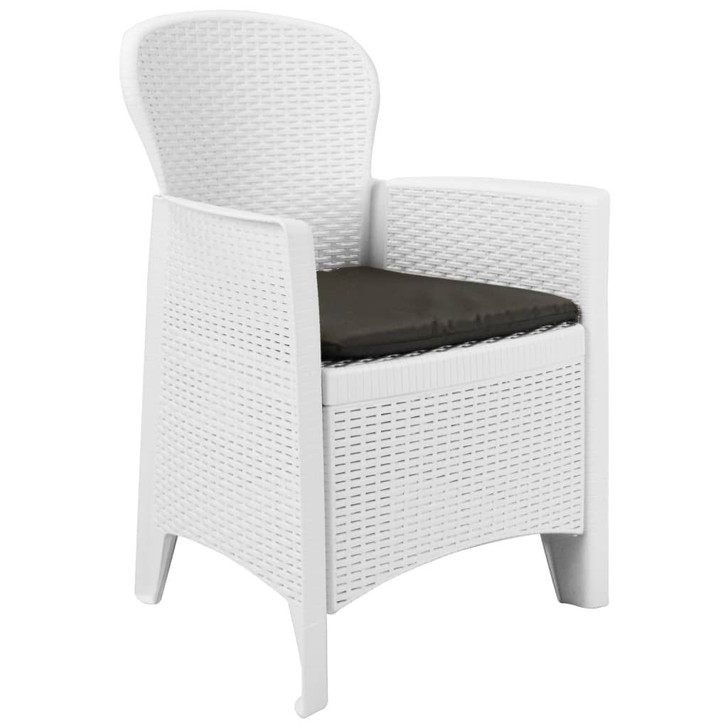 Set da Bistrò 3 pz in Plastica Stile Rattan Bianca vidaXL