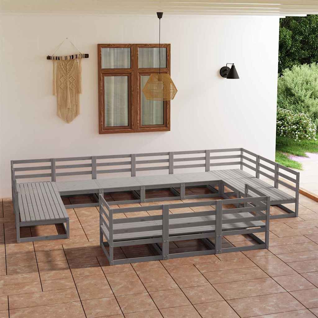 Set Divani da Giardino 13 pz in Legno Massello di Pino vidaXL