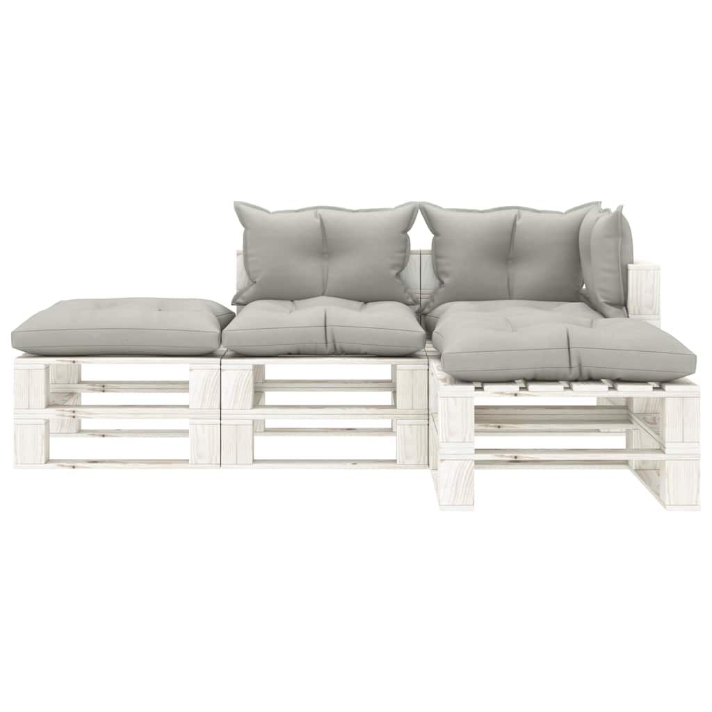 Set Divani da Giardino Pallet 4 pz con Cuscini Talpa in Legno vidaXL